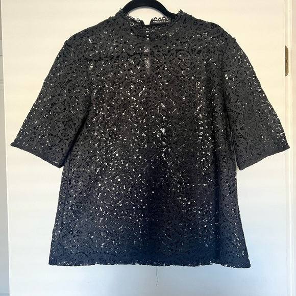 Loft lace grey 3/4 sleeve top - Picture 1 of 6